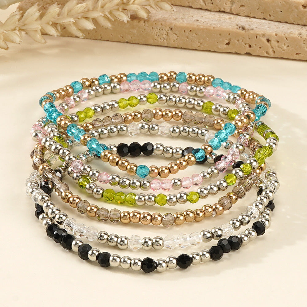Cross-border Hot Crystal Bracelet Couple Fashion New Bracelet European and American Handmade Beaded Fashion High-end Sense Bracelet
