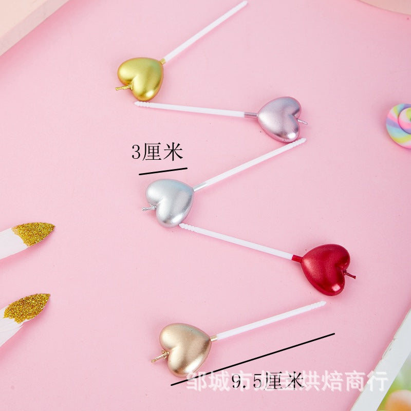 Birthday Candle Love Star Gold Plated Candle Lollipop Candle Birthday Cake Plug-in Candle Baking Supplies