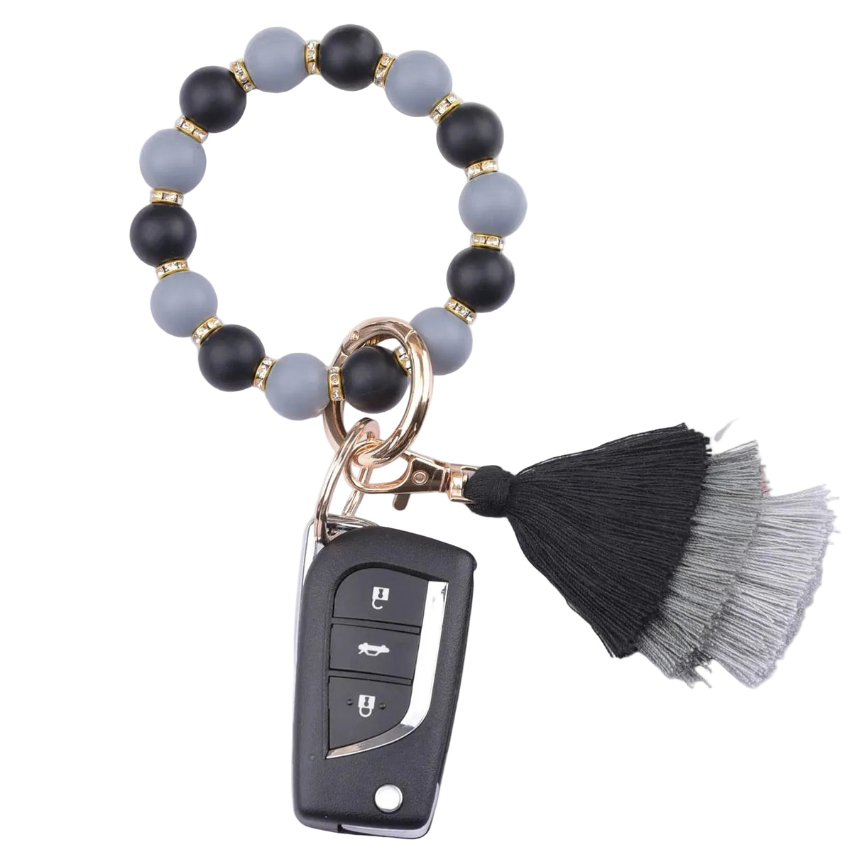 Cotton Tassel Keychain Food-Grade Silicone Beaded Bracelet Handmade