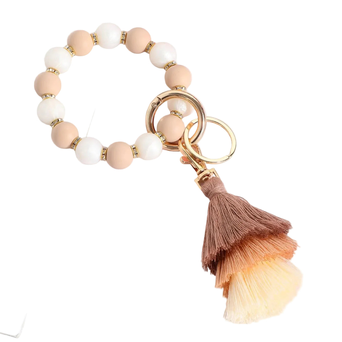 Cotton Tassel Keychain Food-Grade Silicone Beaded Bracelet Handmade
