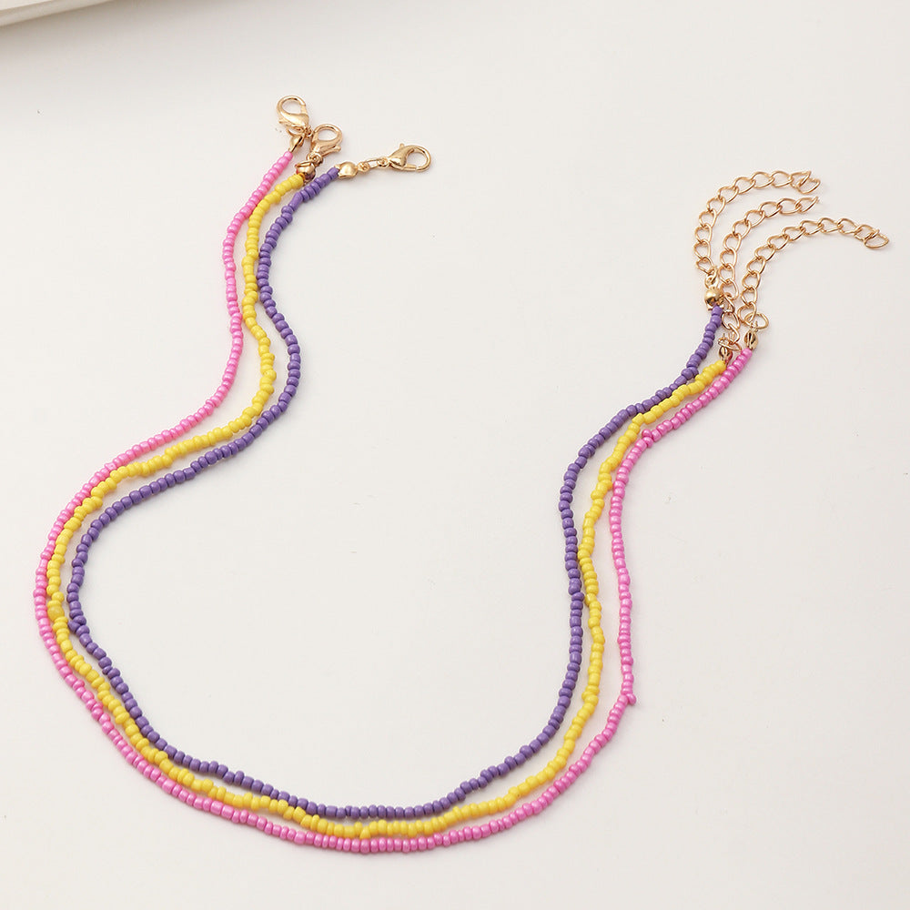 NZ1659 European and American Small Fresh Sweet Beach Colorful Bead Necklace Simple Bohemian Beaded Necklace