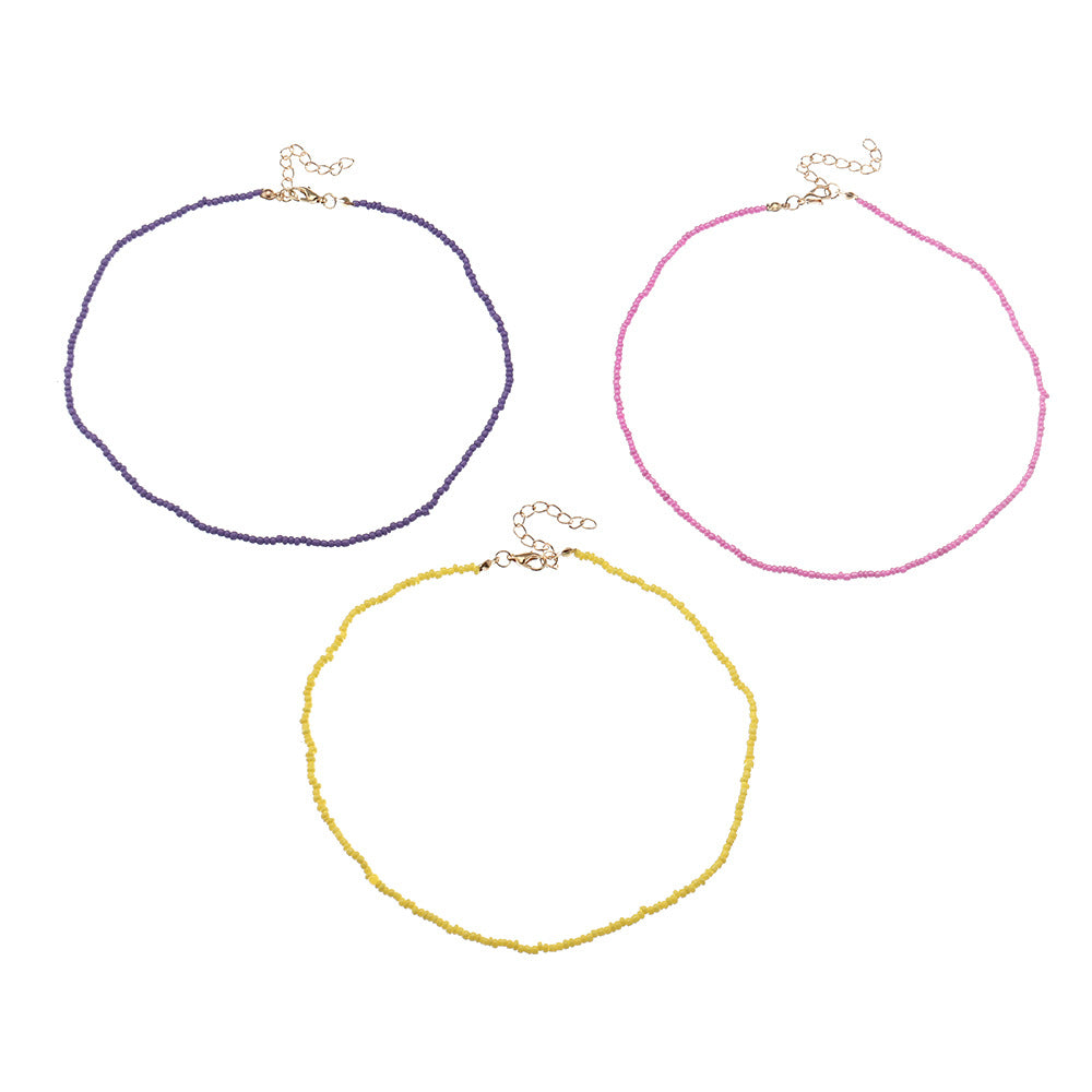 NZ1659 European and American Small Fresh Sweet Beach Colorful Bead Necklace Simple Bohemian Beaded Necklace