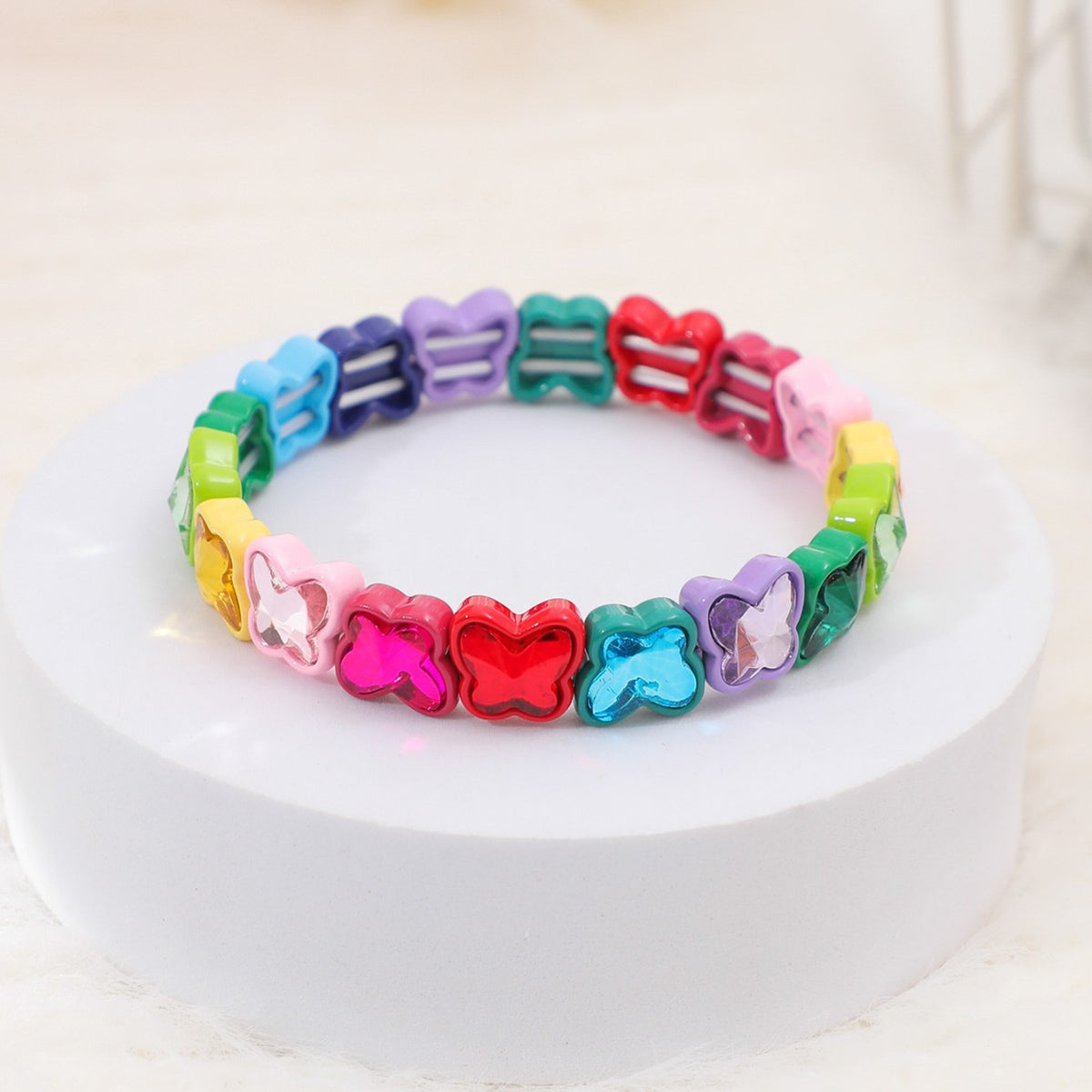 Colorful Candy Dopamine Bracelet for Women, Fresh Butterfly Alloy Bracelet DIY Manufacturer Wholesale