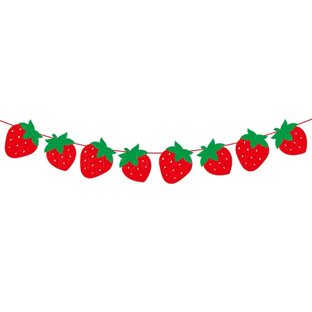 Felt Material Strawberry Love Sunflower Banner Garland Baby Shower Strawberry Birthday Party Decoration