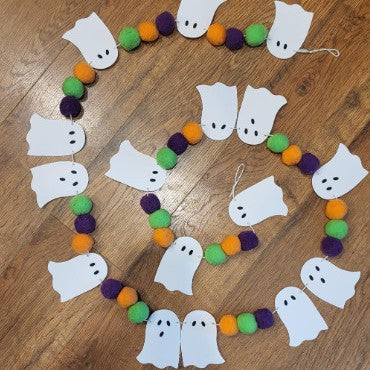 Halloween Ghost Garland - Scary Halloween Decorations, Ghost Banner, Halloween Decorations Indoor, Ghost
