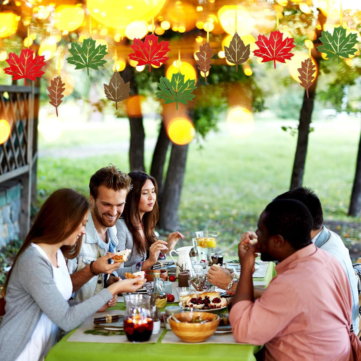Tatuo 24Pcs Thanksgiving Felt Ornaments Fall Hanging Tree Decor Hanging Felt Decorative Pendant Fit