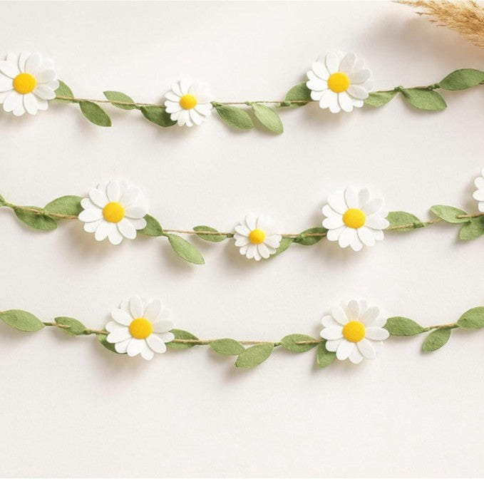 Daisy Felt Garland Bohemian Theme Happy Birthday Party Decoration Felt Flag Garland