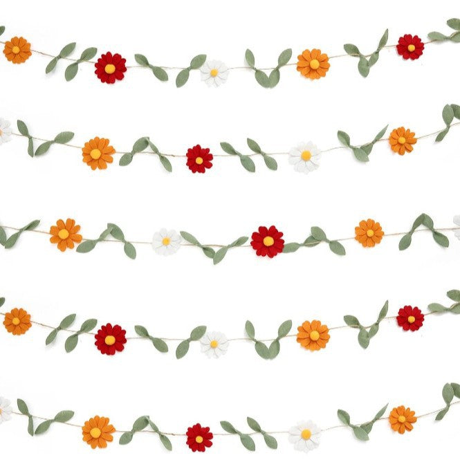 Daisy Felt Garland Bohemian Theme Happy Birthday Party Decoration Felt Flag Garland