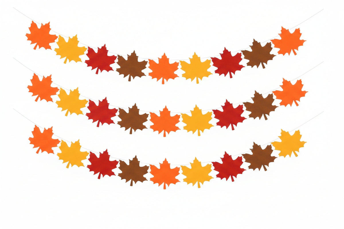 Fall Felt Wreath Maple Leaf Hanging Banner Suitable for Fall Thanksgiving Party Supplies Decoration Ornaments