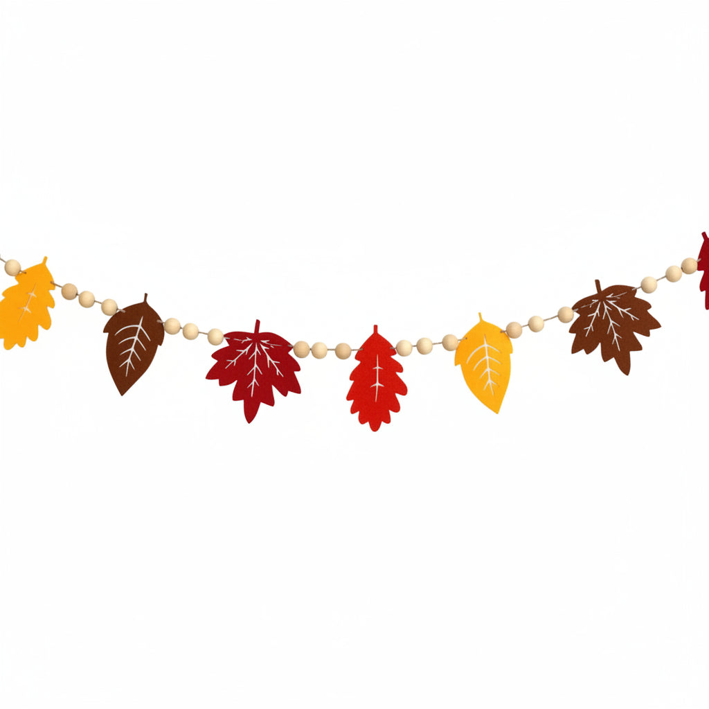 Autumn Home Decor Felt Leaves Pumpkin Wooden Beads Garments Leaves Banner Halloween Thanksgiving Decorative Hanging Ornaments