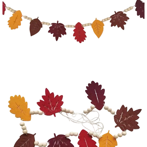 Autumn Home Decor Felt Leaves Pumpkin Wooden Beads Garments Leaves Banner Halloween Thanksgiving Decorative Hanging Ornaments