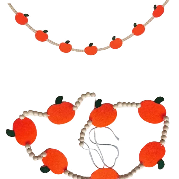 Autumn Home Decor Felt Leaves Pumpkin Wooden Beads Garments Leaves Banner Halloween Thanksgiving Decorative Hanging Ornaments