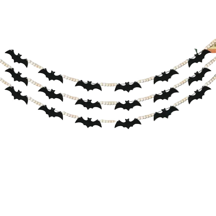 Indoor decoration felt bat wooden beads Garland for Halloween party haunted house decoration hanging ornaments