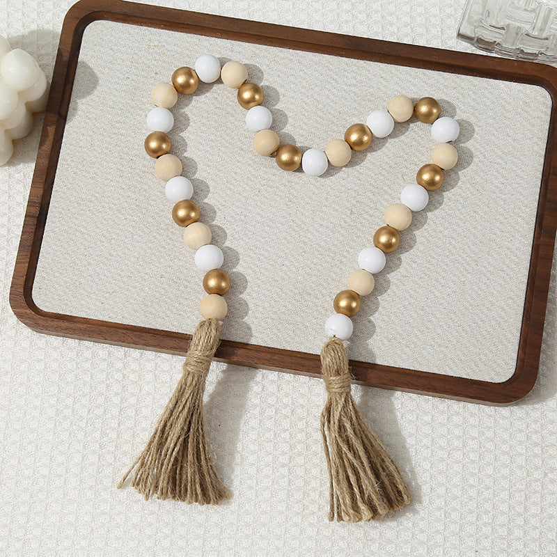 Popular Wooden Bead String Tassel String Pendant Bead String Home Pastoral Style Decoration Indoor Pendant Decorative Crafts Wholesale