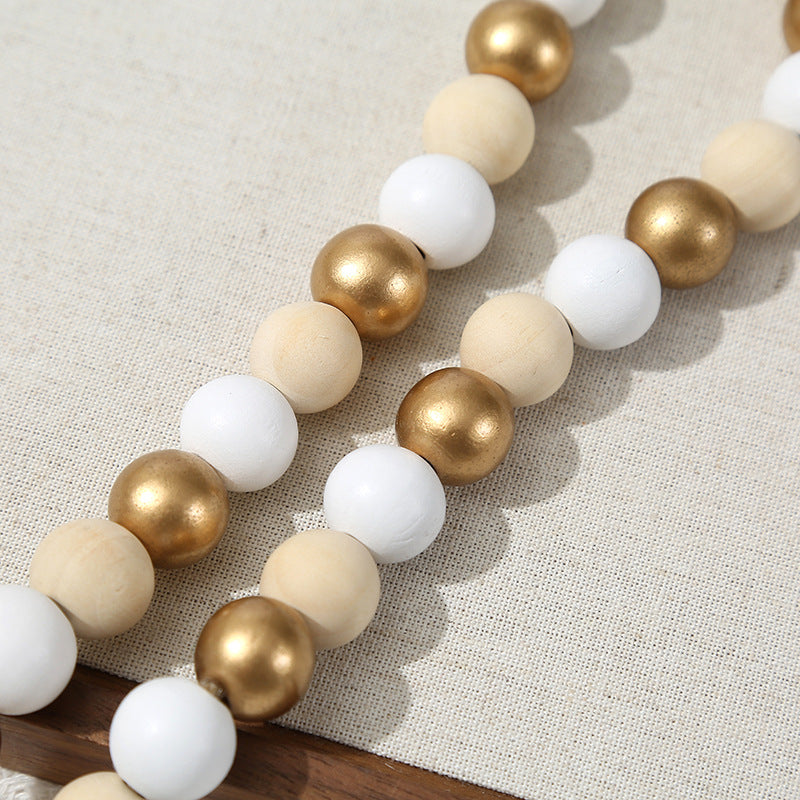 Popular Wooden Bead String Tassel String Pendant Bead String Home Pastoral Style Decoration Indoor Pendant Decorative Crafts Wholesale