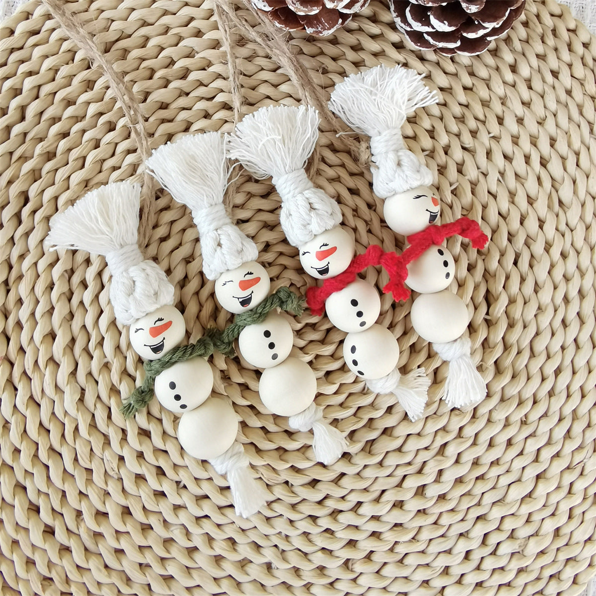 Merry Christmas Snowman Pendant Christmas Tree Decoration Hanging Ornaments Hand-woven Christmas Gifts Cross-border Foreign Trade Sources