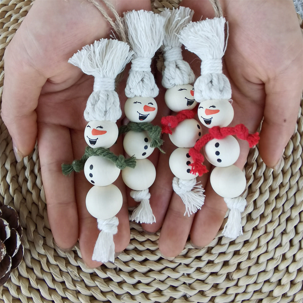 Merry Christmas Snowman Pendant Christmas Tree Decoration Hanging Ornaments Hand-woven Christmas Gifts Cross-border Foreign Trade Sources