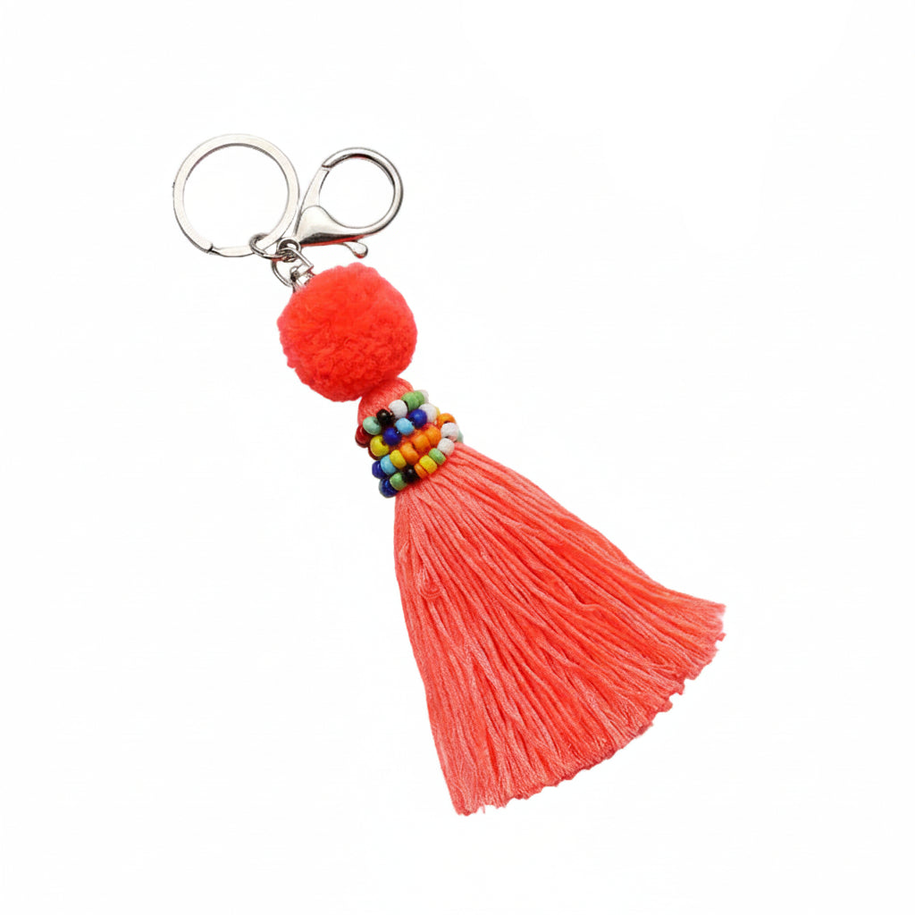 Bright color  tassel bead ball bag pendant key chain tassel DIY jewelry accessories
