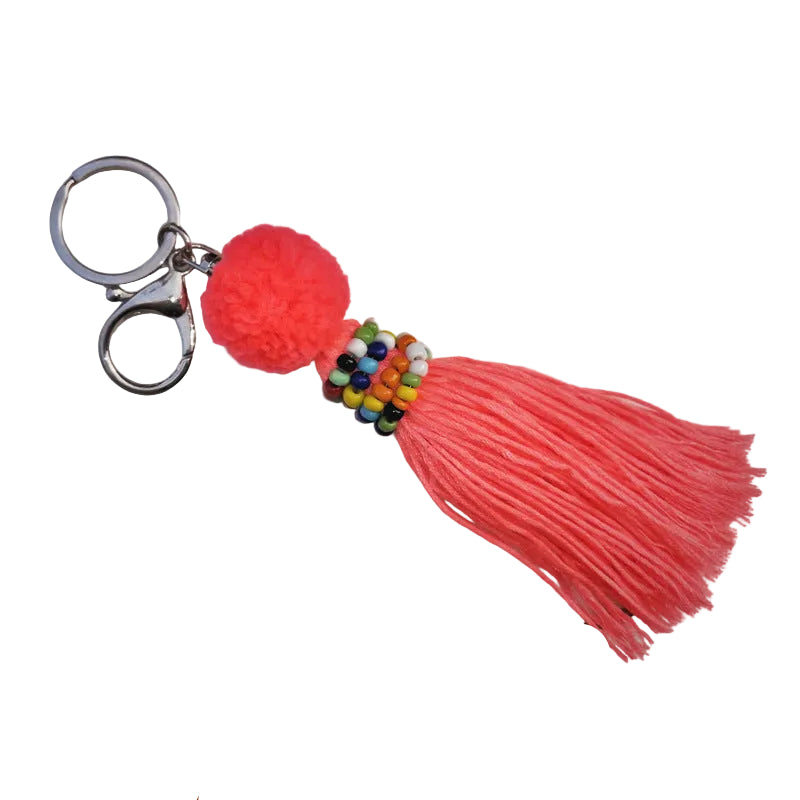 Bright color  tassel bead ball bag pendant key chain tassel DIY jewelry accessories