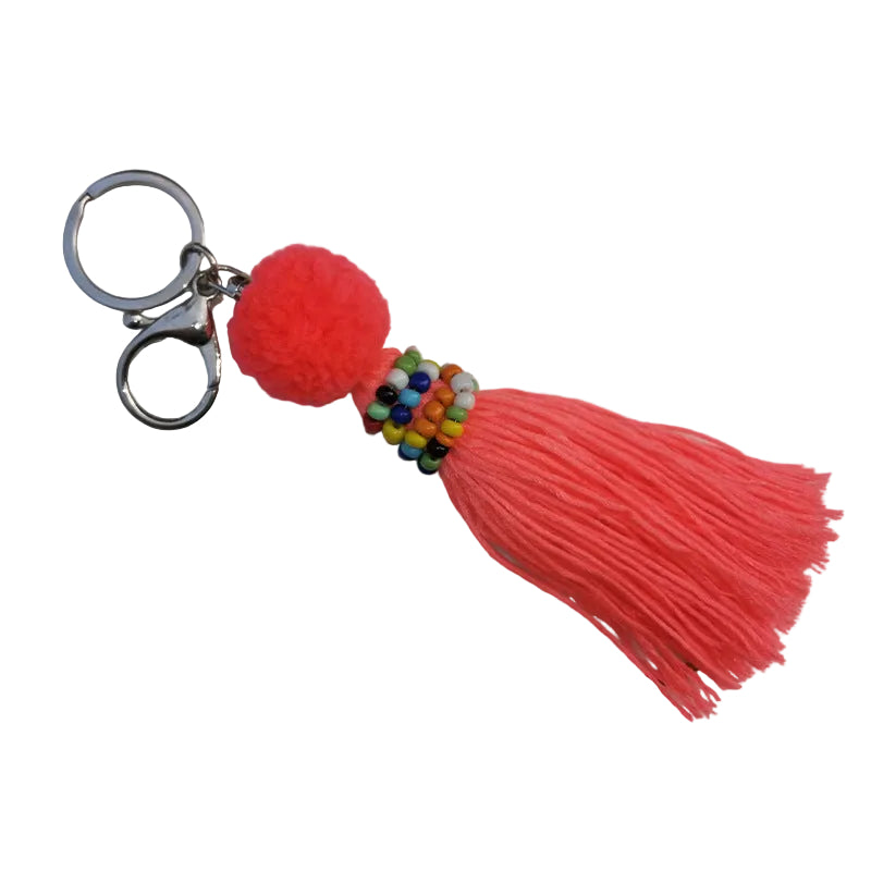 Bright color  tassel bead ball bag pendant key chain tassel DIY jewelry accessories