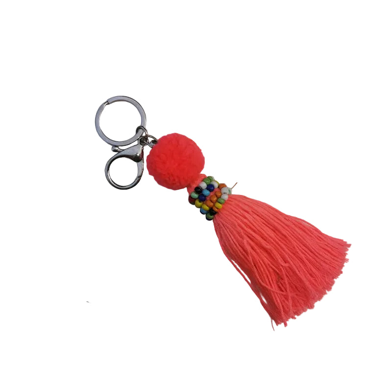 Bright color  tassel bead ball bag pendant key chain tassel DIY jewelry accessories