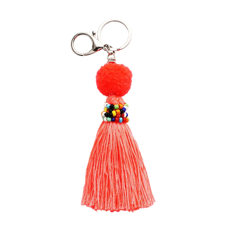 Bright color  tassel bead ball bag pendant key chain tassel DIY jewelry accessories