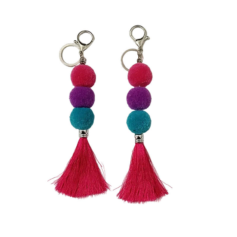 Tassel cashmere fur ball car key chain plush hanging jewelry creative cute key women's bag
