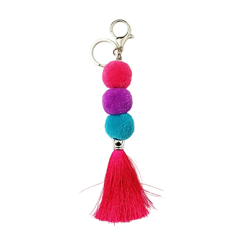 Tassel cashmere fur ball car key chain plush hanging jewelry creative cute key women's bag