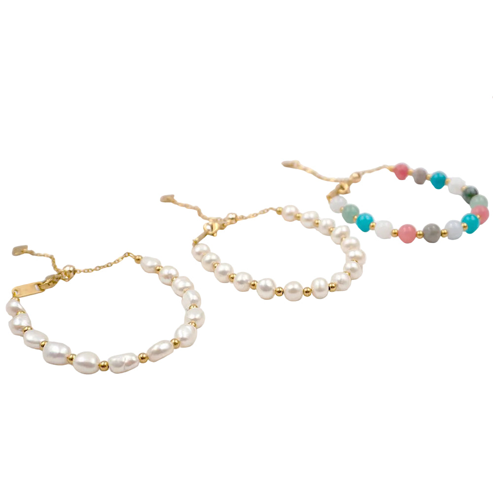 Simple Adjustable Pearl Colorful Jade Bracelet Spring and Summer Hand Jewelry Freshwater Pearl Hand Jewelry