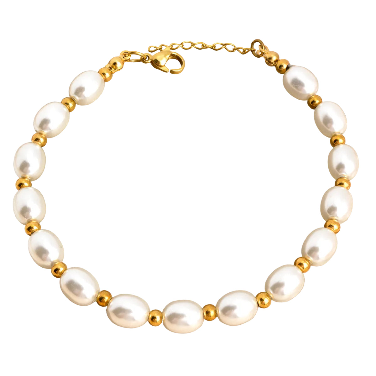 Imitation Pearl with Gold Beads Versatile and Simple Summer Bracelet for Women