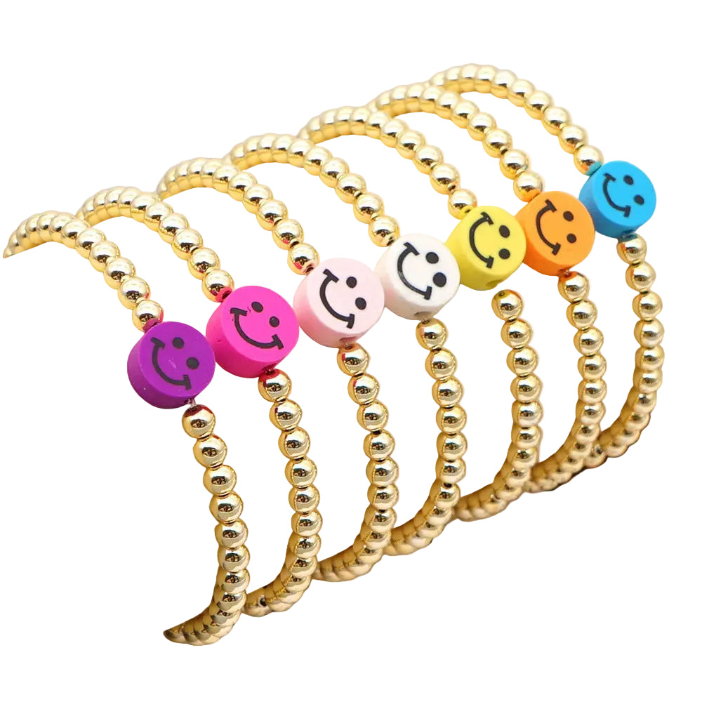 Bohemian Smiley All-match Handmade Woven Gold Bead Bracelet