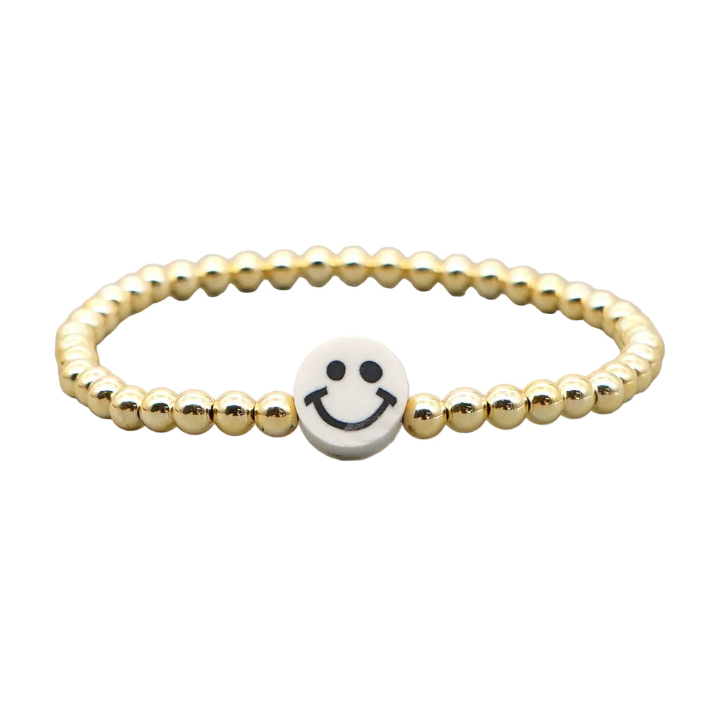Bohemian Smiley All-match Handmade Woven Gold Bead Bracelet