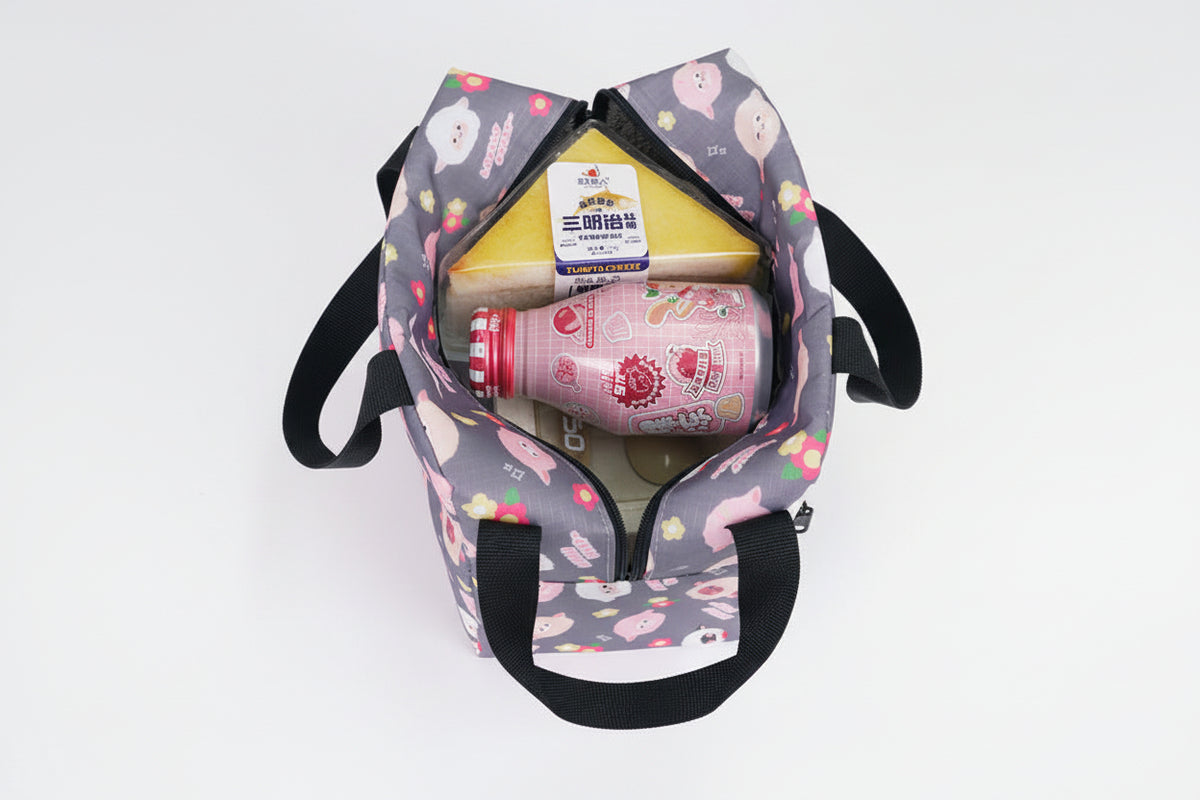 New Cartoon Color Square Oxford Cloth Aluminum Foil Thickeneded Fresh-Keeping Ice Bag Office Worker Insulated Lunch Box Bag