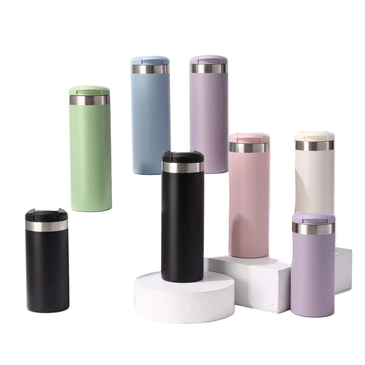 flip-top straight-sided thermos cup with 304 stainless steel inner liner double-layer vacuum portable coffee cup