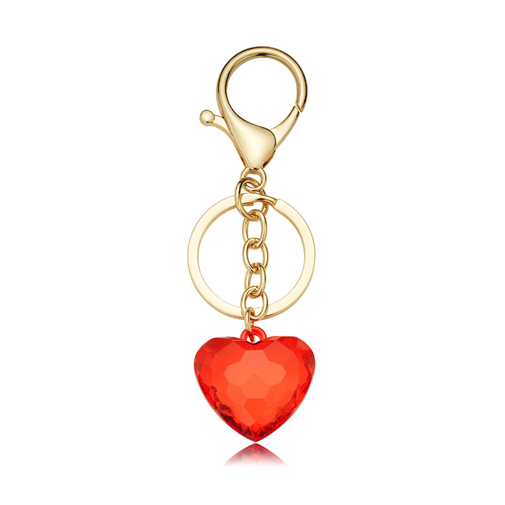 Transparent Heart-Shaped Imitation Crystal Acrylic Peach Heart Pendant Keychain Heart-Shaped Bag Charm