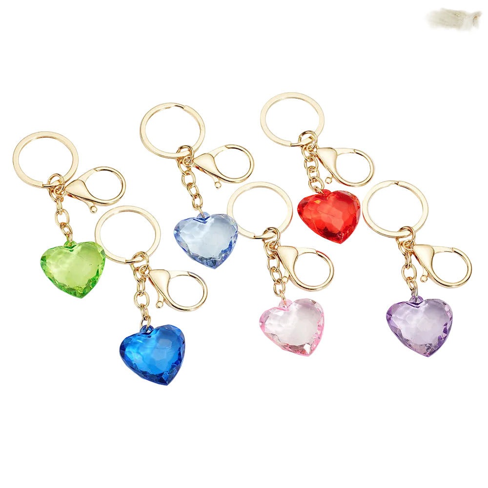 Transparent Heart-Shaped Imitation Crystal Acrylic Peach Heart Pendant Keychain Heart-Shaped Bag Charm