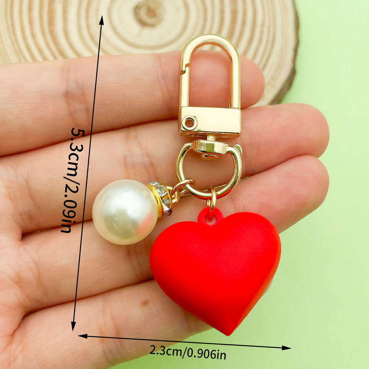 Pearl Heart Keychain Pendant Girly Heart Red Glossy Peach Heart Accessories Small Fresh Couple Bag Pendant