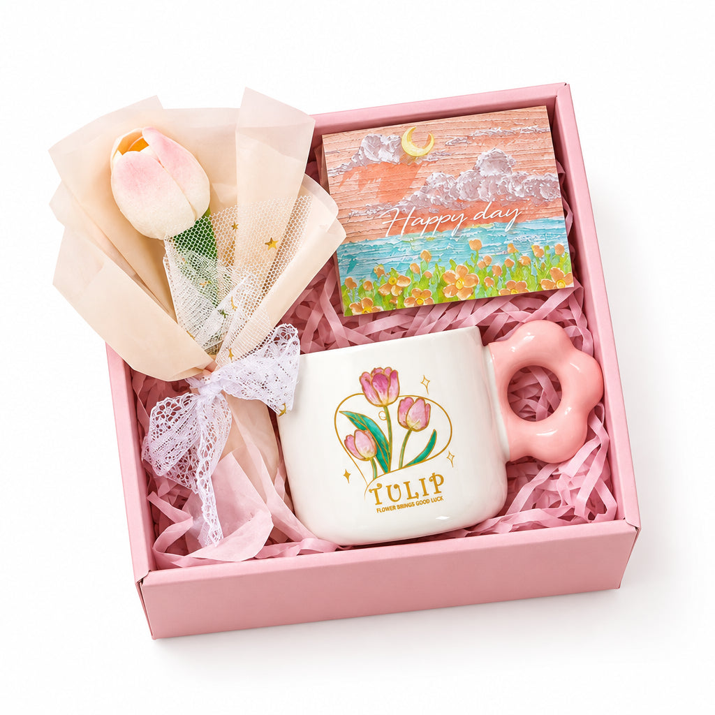 Birthday Gift Small Fresh Tulip Cup Ceramic Cup Girl's Heart Accompanying Gift for Best Friends Practical Mug