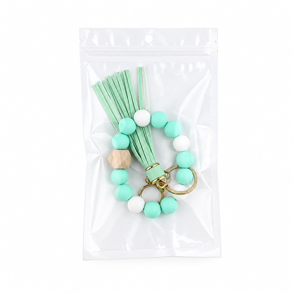 Silicone Ball Bead Key Bracelet Teacher's Day Valentine's Day Wrist Keychain Pendant Leather Bracelet