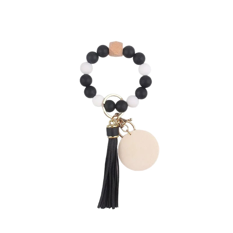 Silicone Ball Bead Key Bracelet Teacher's Day Valentine's Day Wrist Keychain Pendant Leather Bracelet