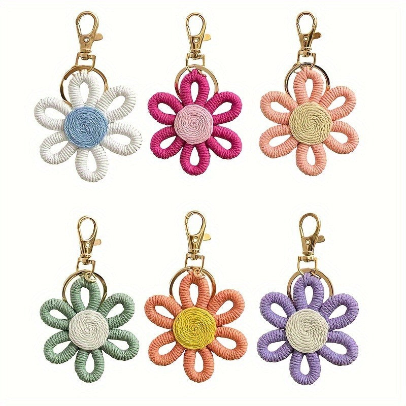 Simple Daisy Keychain Flower Sunflower Woven Simple Pendant Car Ring Gift