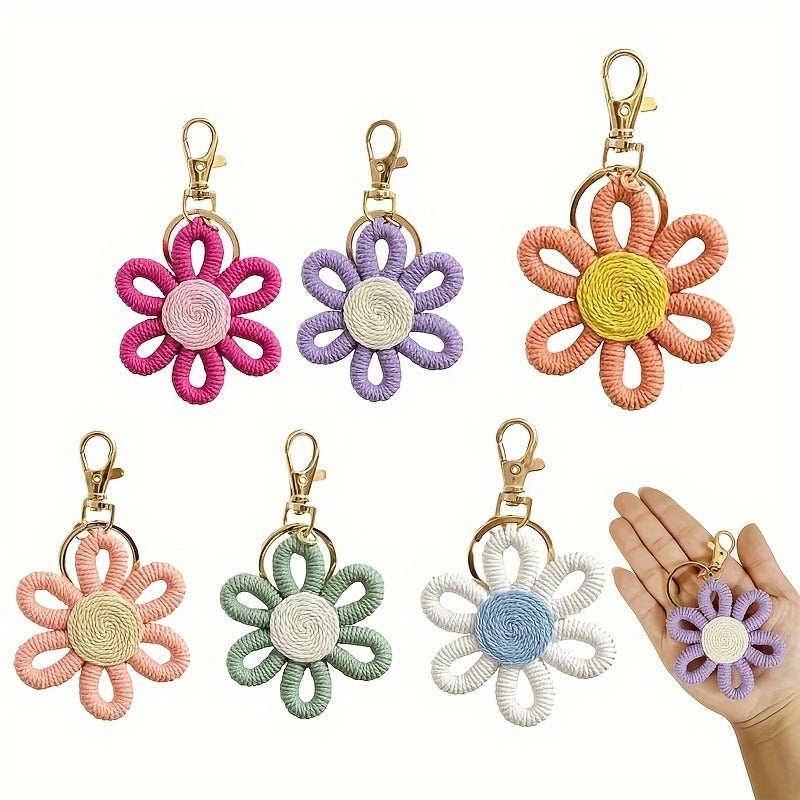 Simple Daisy Keychain Flower Sunflower Woven Simple Pendant Car Ring Gift