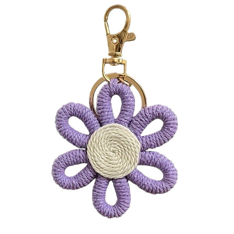 Simple Daisy Keychain Flower Sunflower Woven Simple Pendant Car Ring Gift