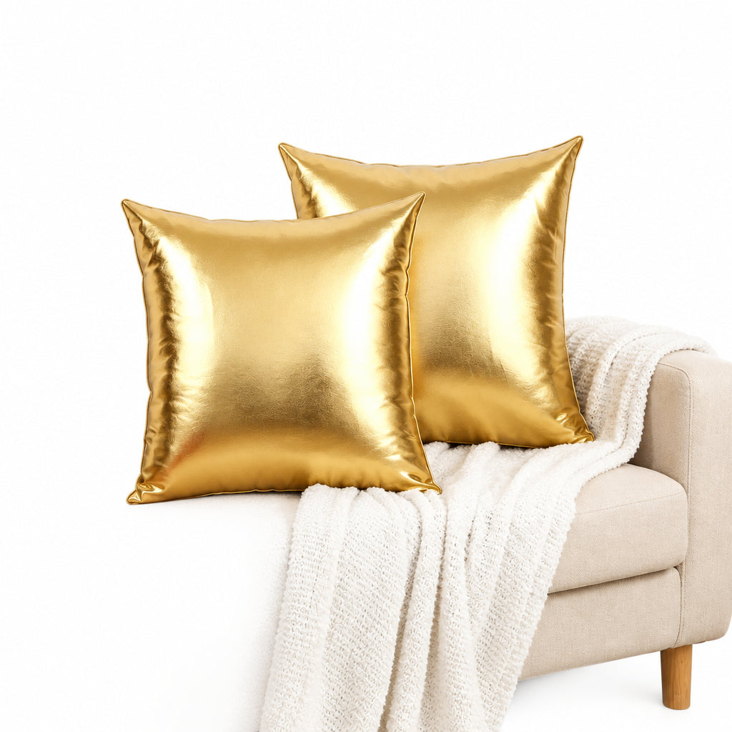Decorative Cushion Cover Metallic Luster Soft Cushion Cover Faux Leather Soft Square Pillowcase Light Luxury Nordic Style Removable and Washable