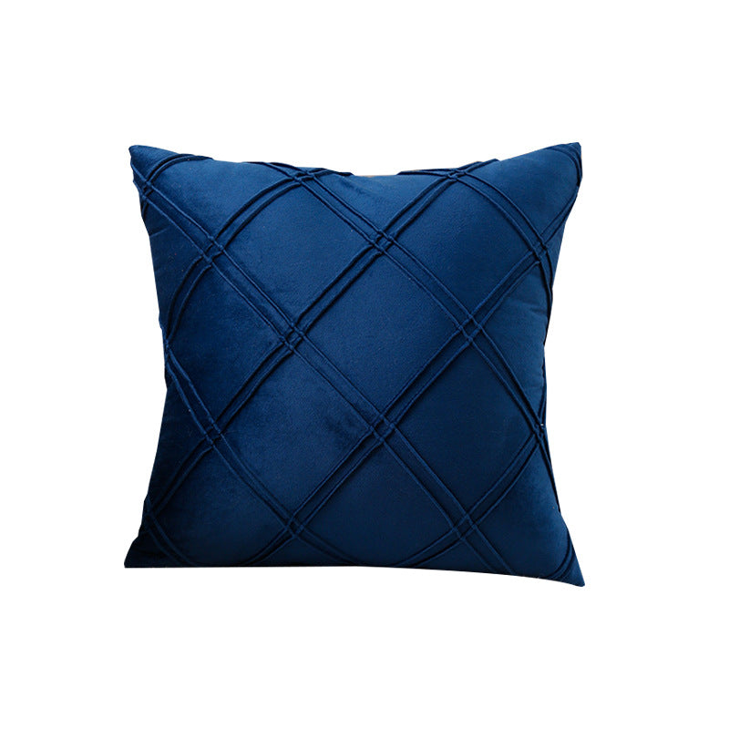 Double-Line Velvet Throw Pillow Nordic Solid Color Dutch Velvet Sofa Cushion Plaid Pillowcase