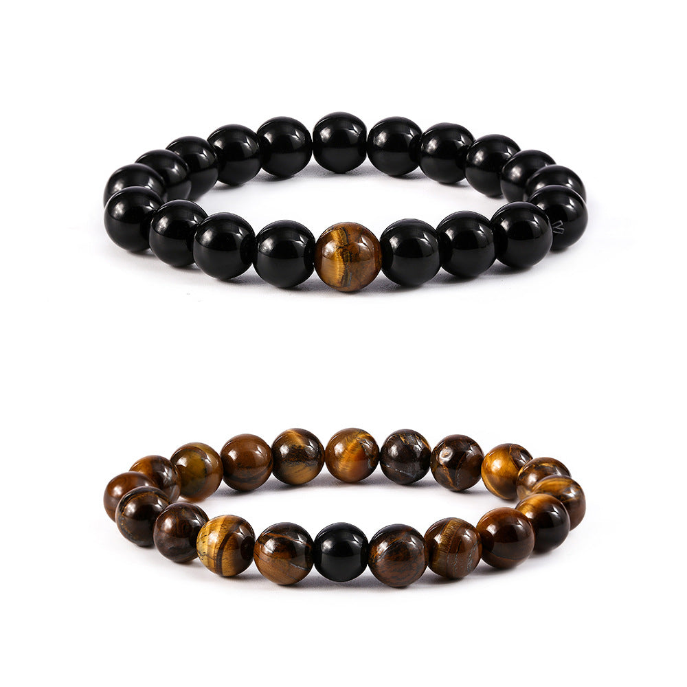 Beaded  Tiger Eye Yoga Sports Imitation Agate Elastic Bracelet for Women