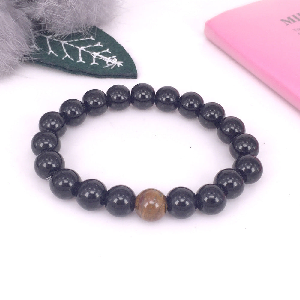 Beaded  Tiger Eye Yoga Sports Imitation Agate Elastic Bracelet for Women