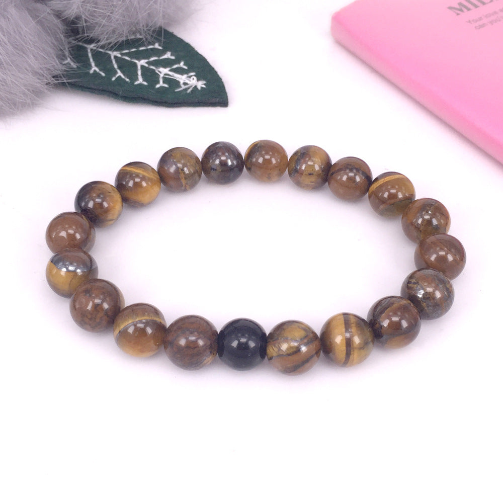 Beaded  Tiger Eye Yoga Sports Imitation Agate Elastic Bracelet for Women