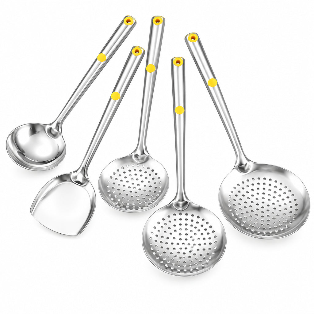 Stainless Steel Cooking Spoon Skimmer Hot Pot Spoon Household Kitchen Utensils Skimmer Set Cooking Spatula
