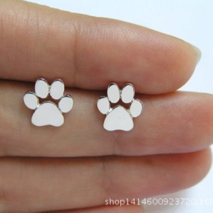 Popular jewelry fashion cute paw earrings cat and dog paw stud earrings